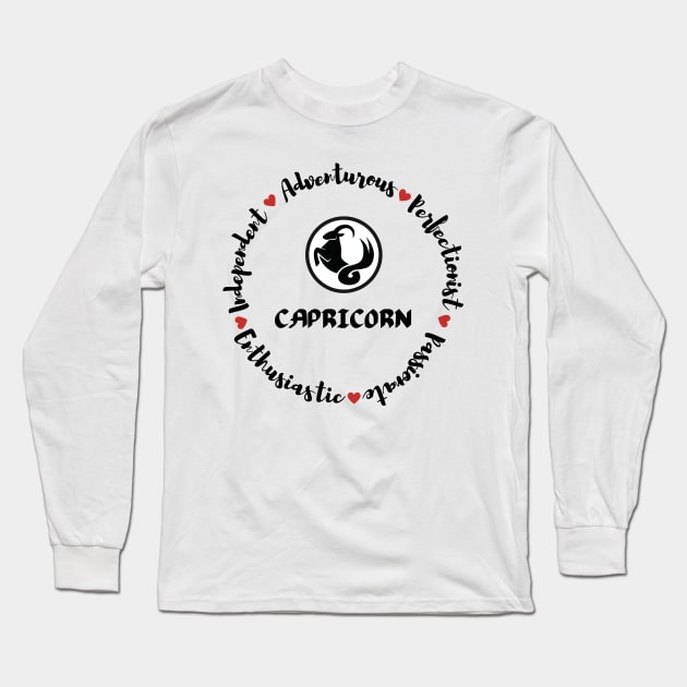 Capricorn ♑🐐 Zodiac Sign Astrology Horoscope Long Sleeve T-Shirt by Bro Aesthetics